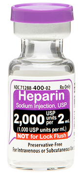 Heparin Sodium Injection, USP 2,000 USP units per 2 mL SDV